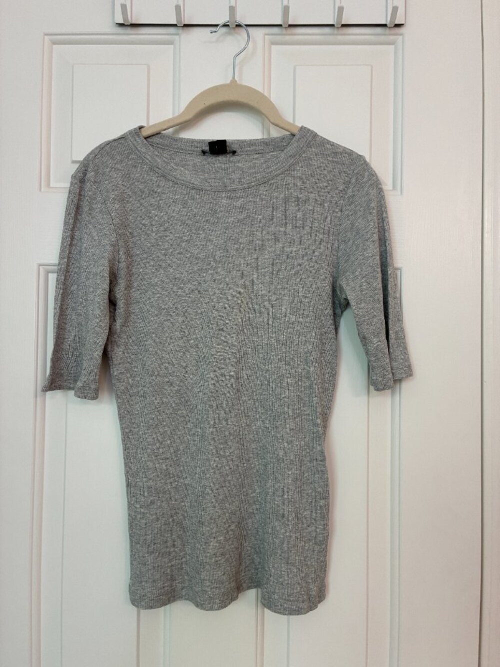 Theory Gray Modal Pima Cotton Ribbed Top